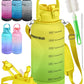 1 Gallon Water Bottle with 128 oz Capacity - Motivational Time Markers for Daily Hydration Goals - Leakproof BPA Free Tritan with Removable Straw