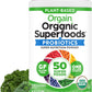Orgain Organic Greens Powder + 50 Superfoods, Original - 1 Billion Probiotics for Digestive Health, Antioxidants, Vegan, Plant-Based, Gluten-Free, Non-GMO, Green Juice & Smoothie Drink Mix - 0.62lb