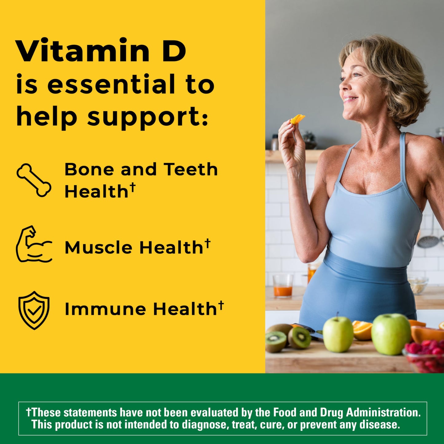 Nature Made Vitamin D3 1000 IU (25 mcg), Vitamin D Supplement for Bone, Teeth, Muscle and Immune Health Support, 100 Softgels, 100 Day Supply