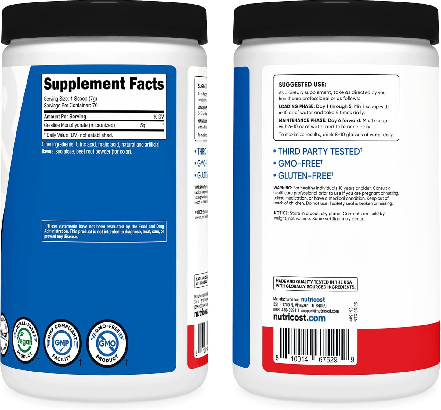 Nutricost Creatine Monohydrate Powder (Fruit Punch, 500 Gram)