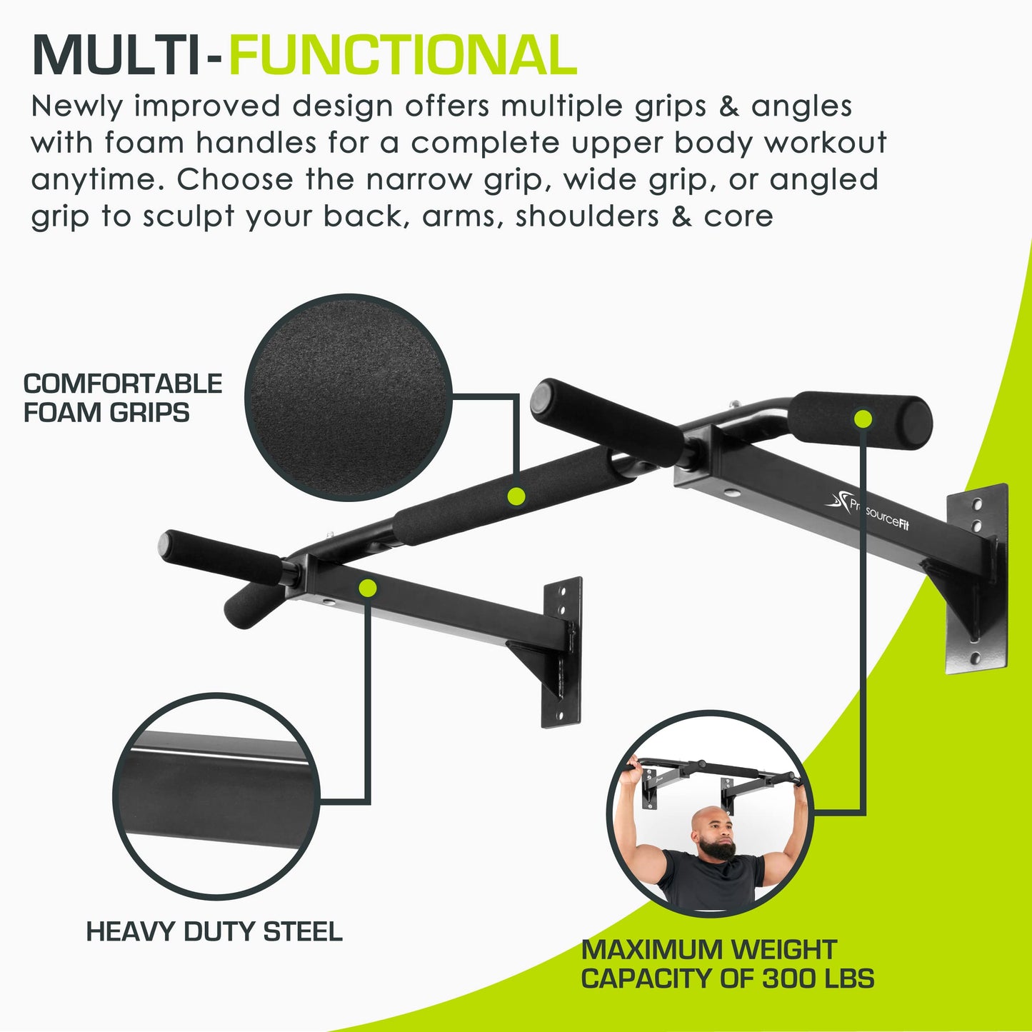 ProsourceFit Pull Up Bar for Multi Use Fitness & Home Gym Exercise