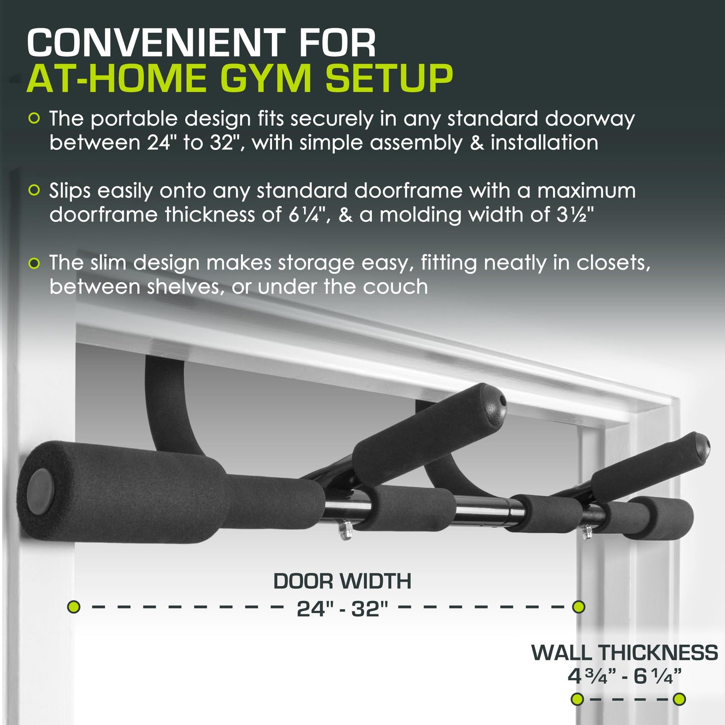 ProsourceFit Heavy Duty Doorway Mount Pull Up/Chin-Up Bar, Adjustable with Foam Grips for Home Workouts