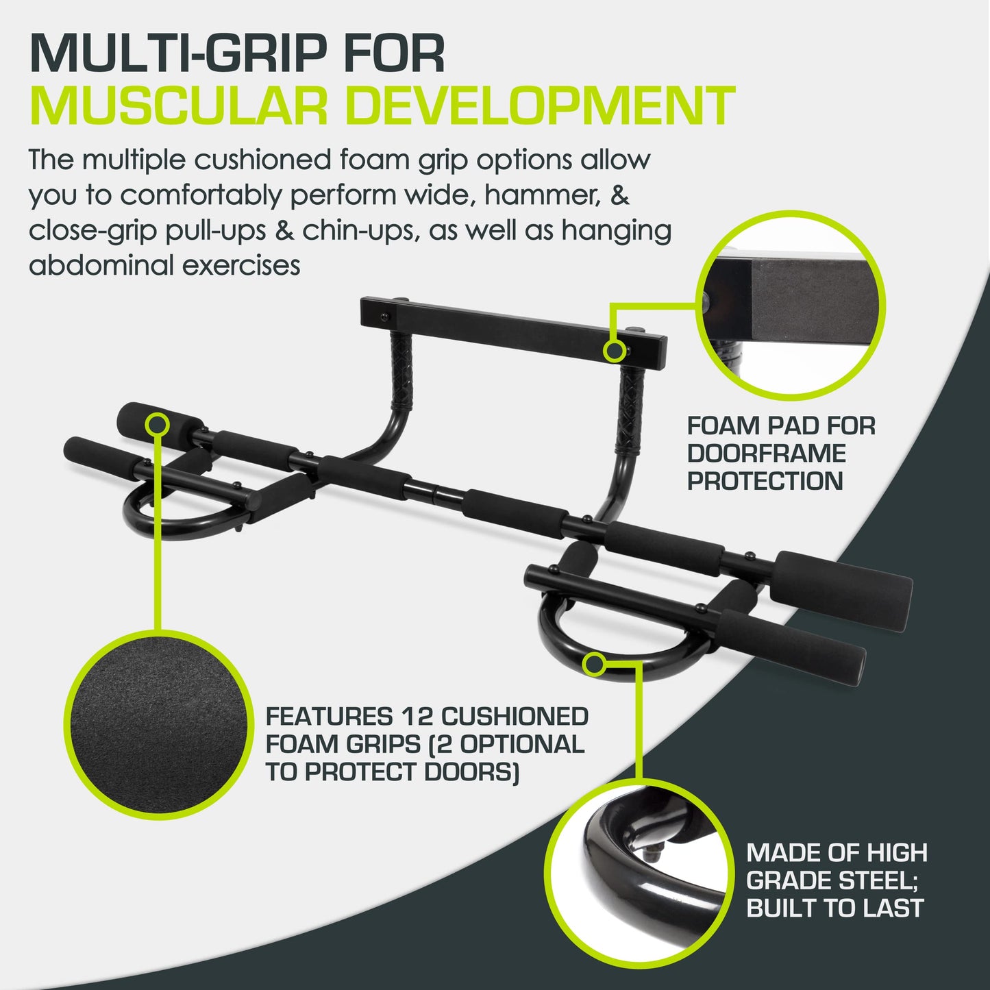 ProsourceFit Heavy Duty Doorway Mount Pull Up/Chin-Up Bar, Adjustable with Foam Grips for Home Workouts
