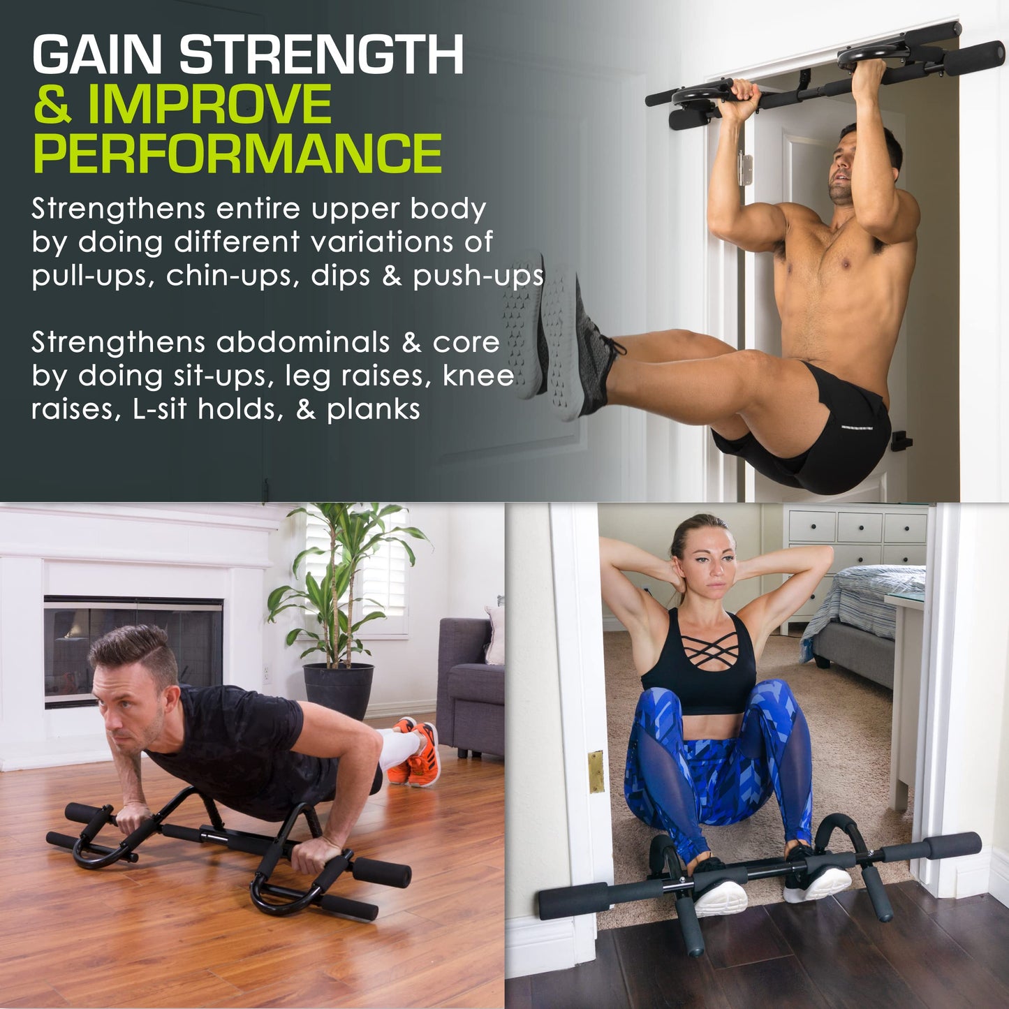 ProsourceFit Heavy Duty Doorway Mount Pull Up/Chin-Up Bar, Adjustable with Foam Grips for Home Workouts