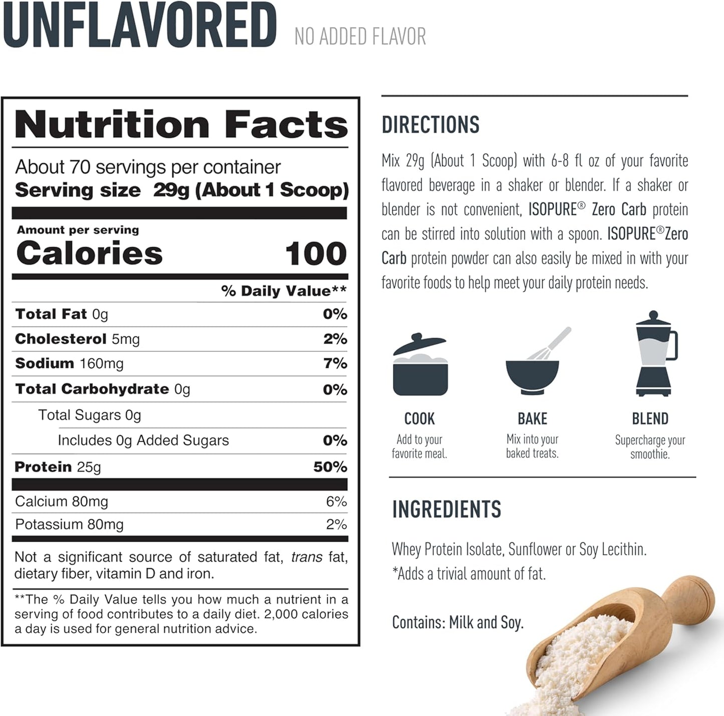 Isopure Zero Carb 100% Pure Whey Isolate Protein Powder, Gluten Free, with Vitamins, Unflavored, 25g Protein Per Serving, 1 Lb, 16 Servings (Packaging May Vary)