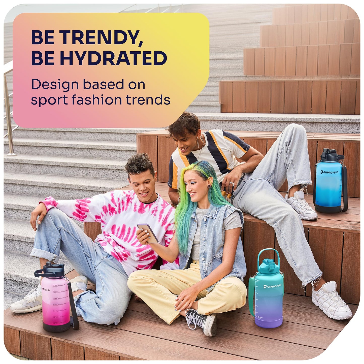 1 Gallon Water Bottle with 128 oz Capacity - Motivational Time Markers for Daily Hydration Goals - Leakproof BPA Free Tritan with Removable Straw