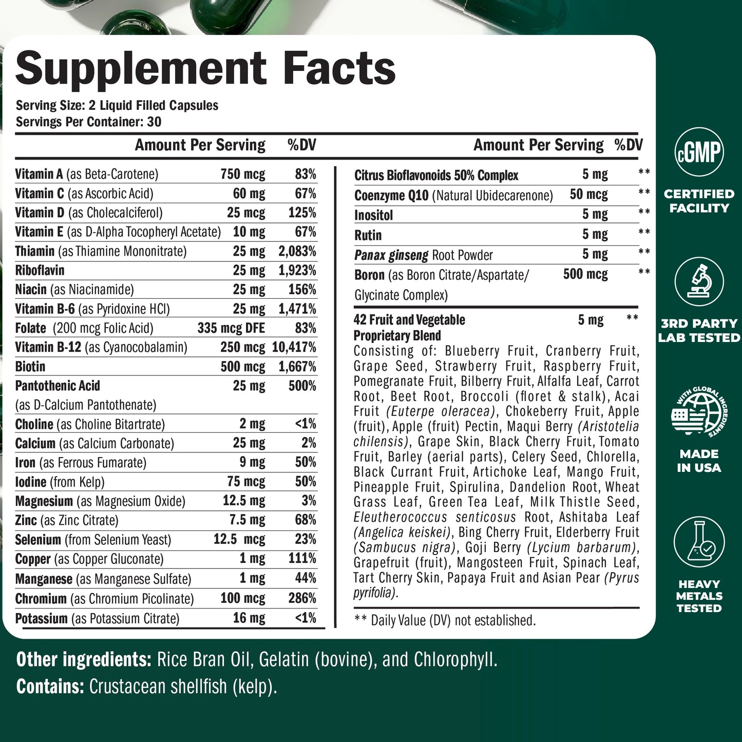 Multivitamin for Men – Essential Mens Multivitamins & Multiminerals Capsules with Vitamin B12, A, D, C, Zinc, Magnesium & More for Total Body Wellness – 20+ Key Nutrients & Vitamins for Men – 60 count