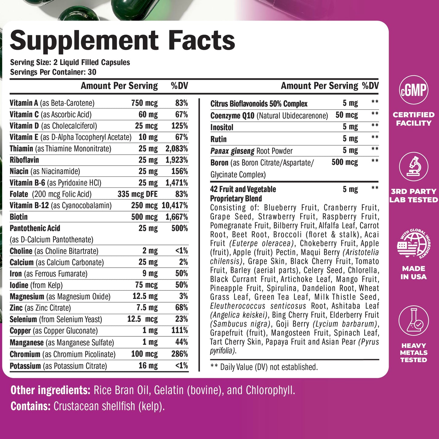 Multivitamin for Men – Essential Mens Multivitamins & Multiminerals Capsules with Vitamin B12, A, D, C, Zinc, Magnesium & More for Total Body Wellness – 20+ Key Nutrients & Vitamins for Men – 60 count