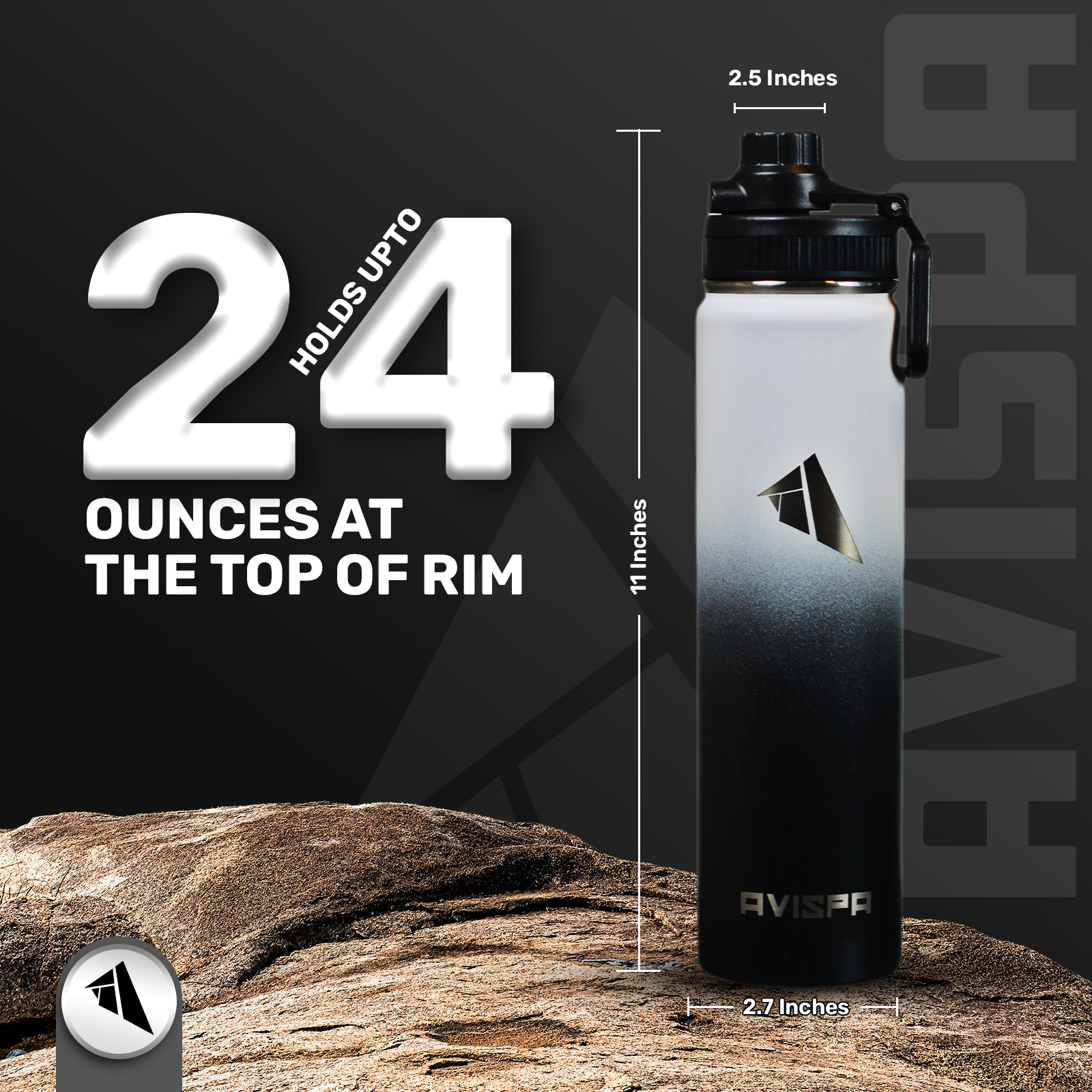 Stainless Steel Water Bottle White and Black