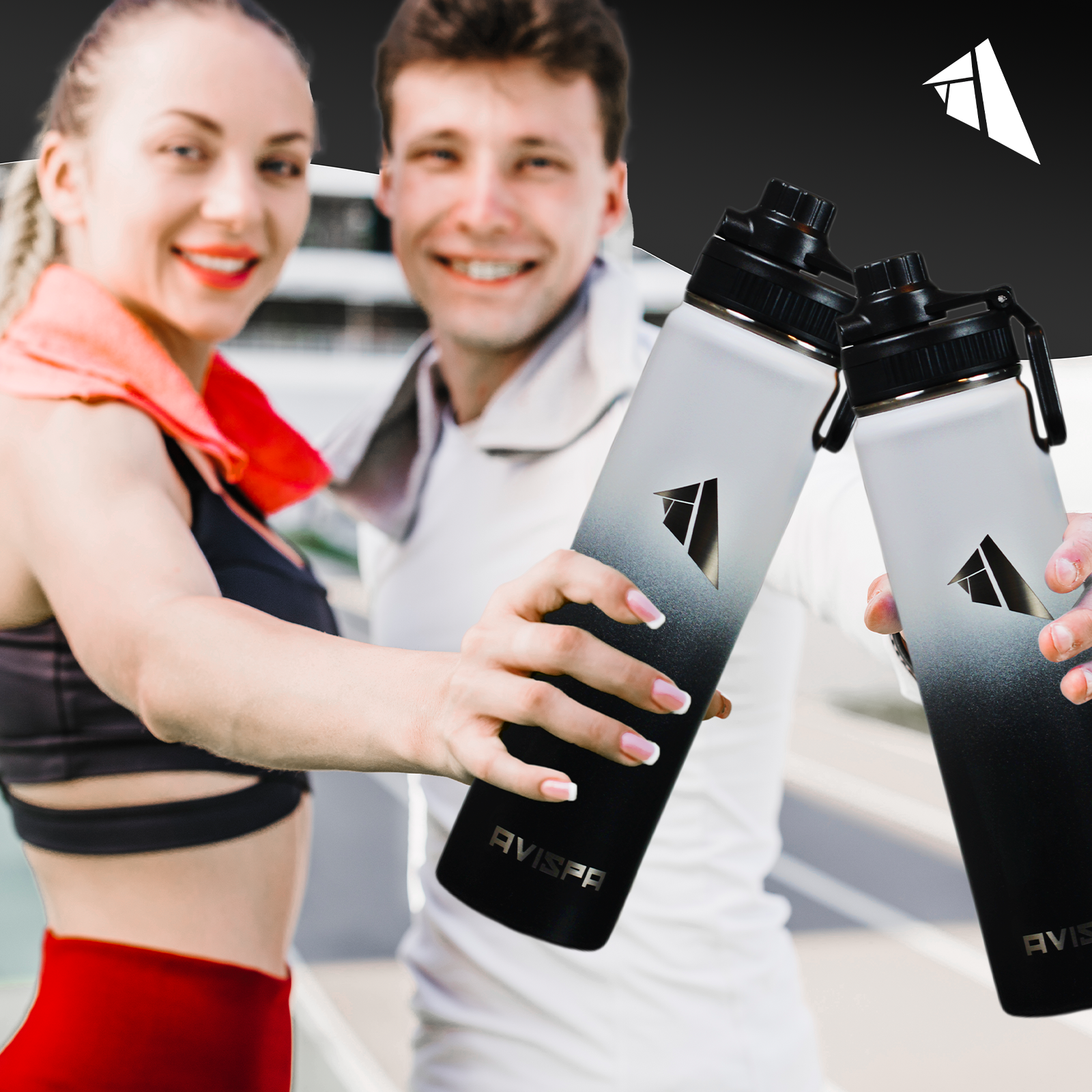 Stainless Steel Water Bottle White and Black