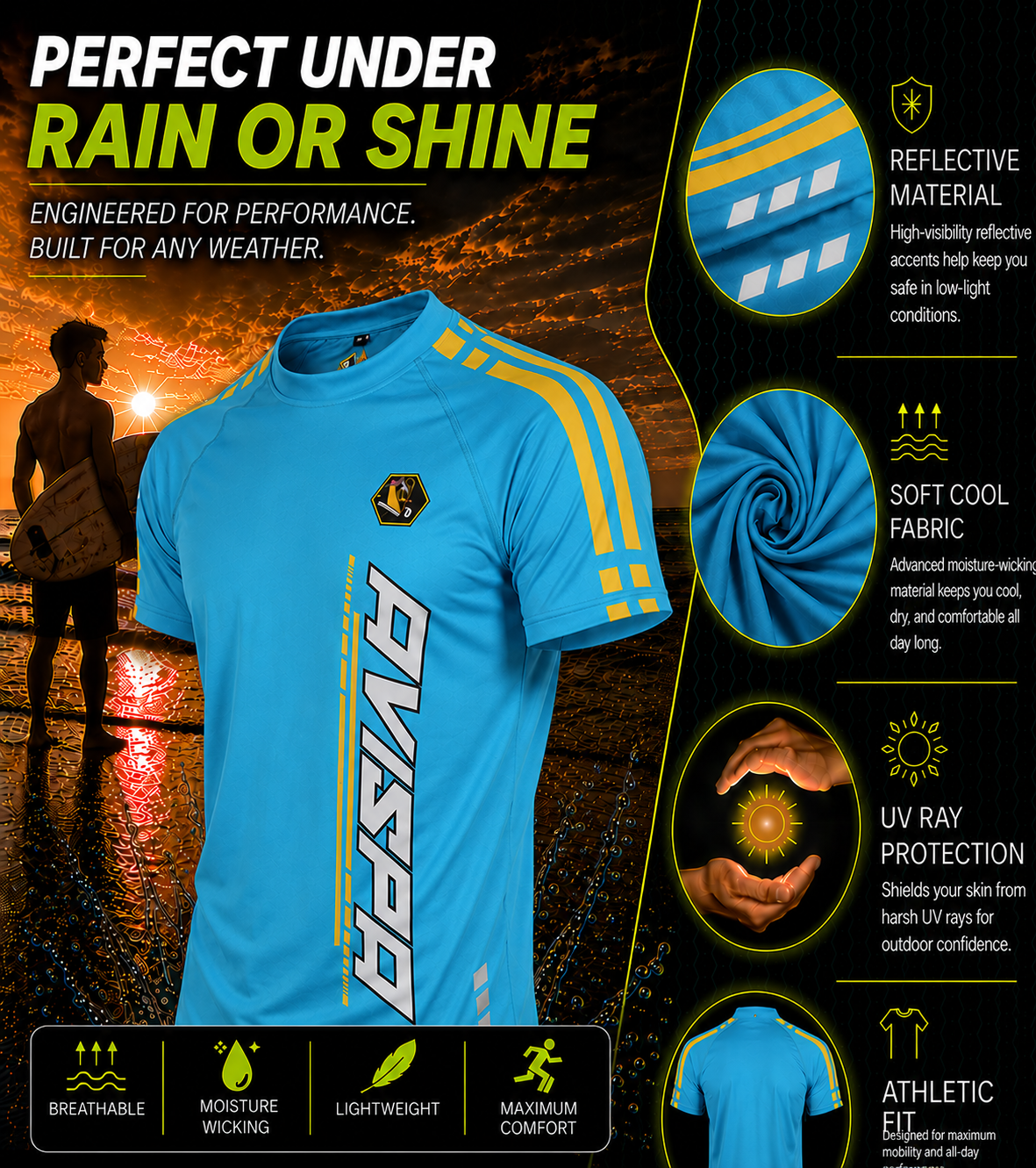 Aqua Blue Fitted T-Shirt