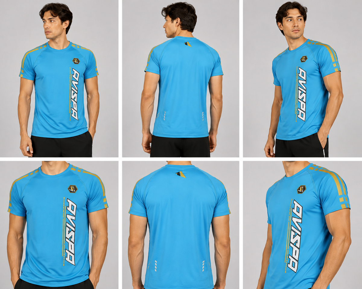 Aqua Blue Fitted T-Shirt