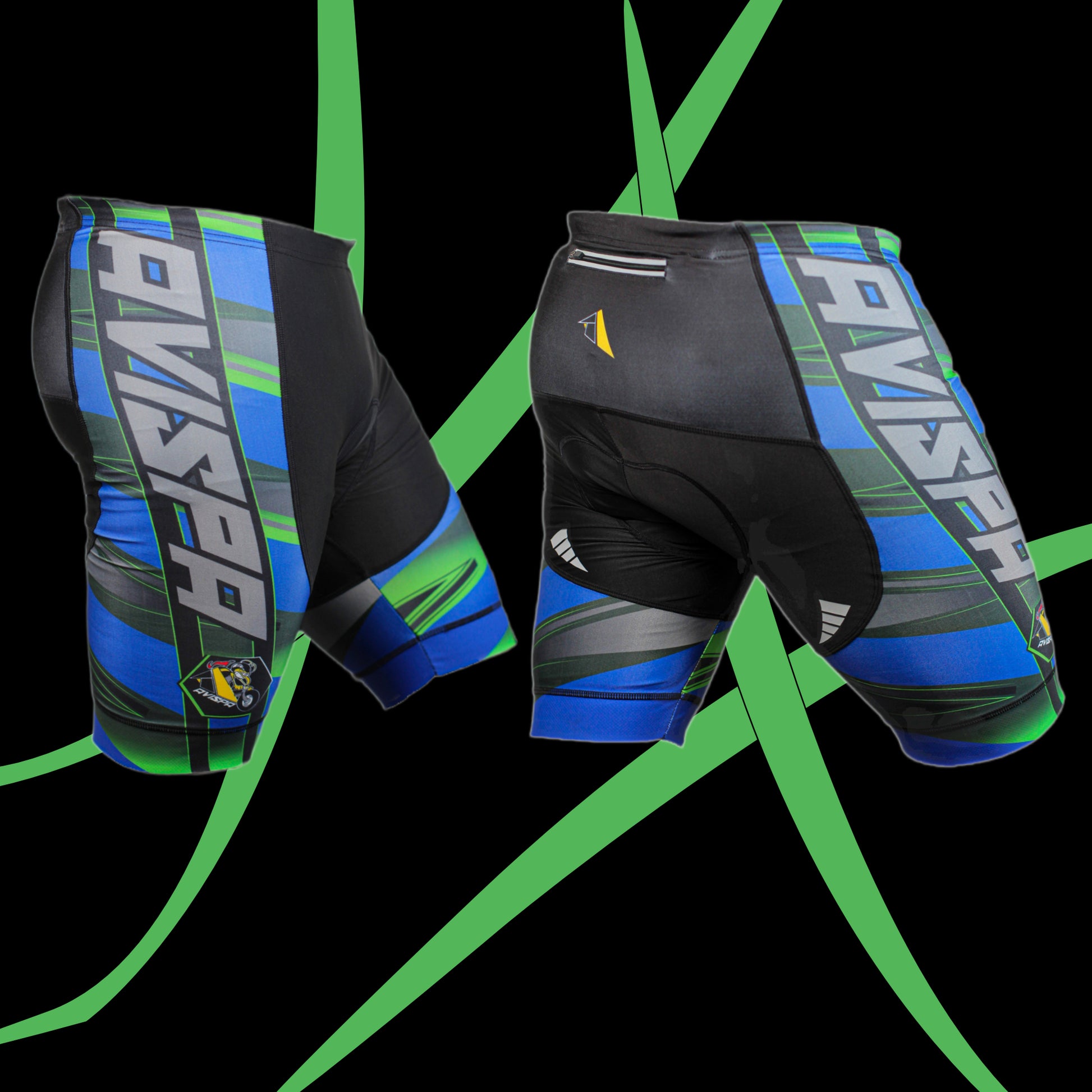 Blue and Green Cycling Shorts